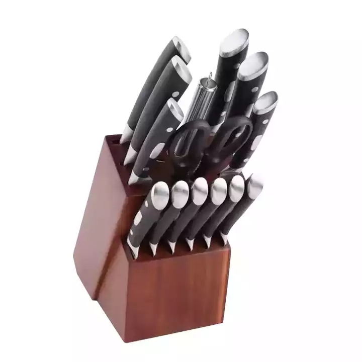 Forró eladó német séf kés konyhai segédkések készlet gumi fa blokk 