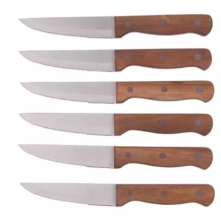 Kiváló minőségű 5 hüvelykes steak kés készlet Pakkawood fogantyú 5 db rozsdamentes acél kés készlet 